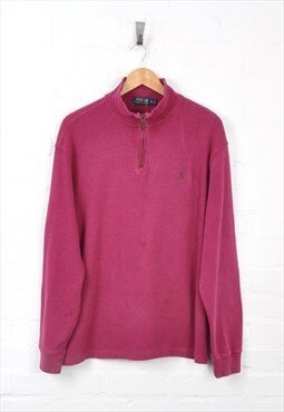 Vintage Ralph Lauren 1/4 Zip Sweater Burgundy XL CV2439