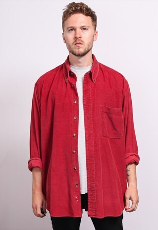 VINTAGE CORDUROY CORD SHIRT RED