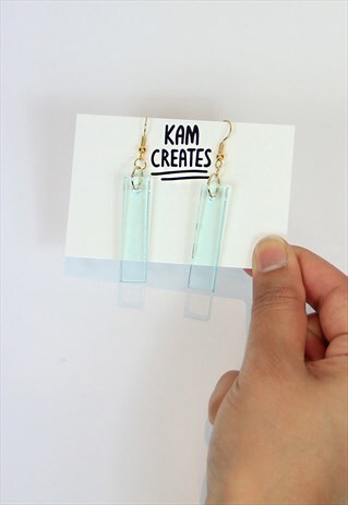 GLASS LOOK DANGLE EARRINGS BLUE