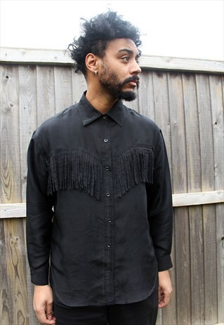 JONATHAN MARTIN FRINGED PURE SILK SHIRT