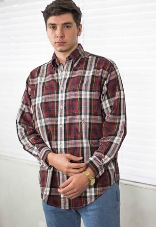 VINTAGE TOMMY HILFIGER FLANNEL SHIRT LOGO 90S S 10.6