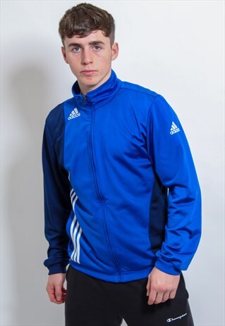 VINTAGE ADIDAS LOGO JACKET IN BLUE LARGE