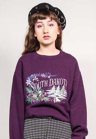 VINTAGE 90'S SOUTH DAKOTA PURPLE LONG SLEEVE SWEATSHIRT