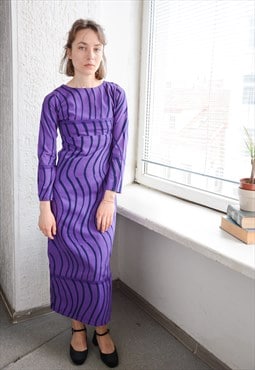 Vintage 60's Authentic Purple Abstract Print Cotton Dress