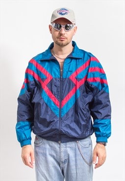 Etirel 90's track jacket in multi colour block windbreaker L