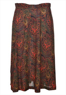 Vintage Paisley Print Maxi Skirt - S