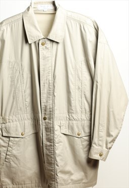 Vintage Windbreaker Longline YSL Logo Jacket Olive Size L