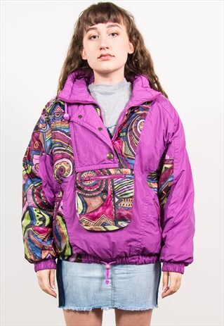 VINTAGE 80'S PURPLE PATTERN SKI JACKET COAT