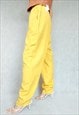 VINTAGE YELLOW LINEN BLEND SLACKS, LARGE 80S TROUSERS, LARGE