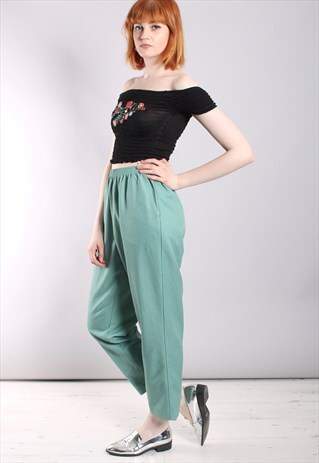 VINTAGE 80S GREEN CROPPED TROUSERS