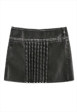 Faux leather mini skirt in vintage wash acid black