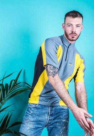 VINTAGE 1980S GREY AND YELLOW SPORTS T-SHIRT