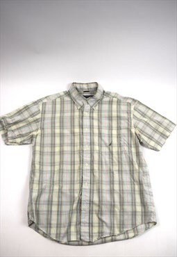 Vintage 90s Nautica Green Plaid Cotton Shirt 