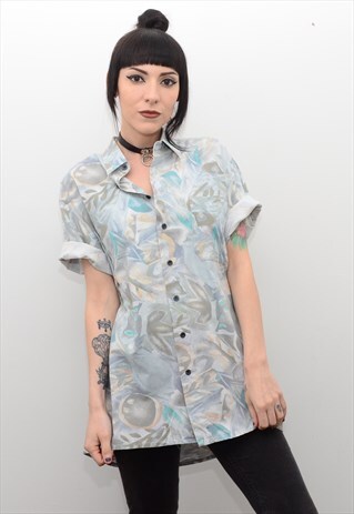 VINTAGE 90'S RETRO PASTEL PATTERNED SUMMER SHIRT