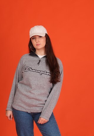 GREY 1/4 ZIP CHAMPION FLEECE