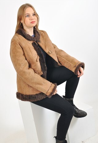 VINTAGE SHEARLING SUEDE LEATHER JACKET