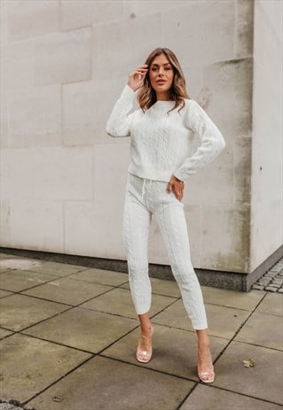 cable knit jogger set