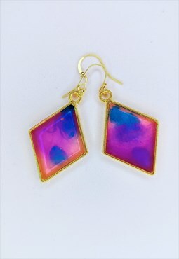 pink, Purple & Blue Diamond Festival Dangle Earrings