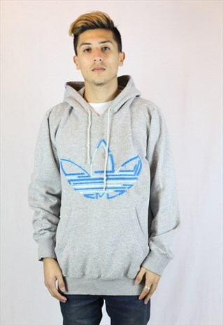 MENS VINTAGE ADIDAS HOODIE JUMPER LARGE URBAN TOWEL LOGO