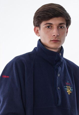 VINTAGE WILSON PULLOVER HALF ZIP JACKET 90S NAVY BLUE