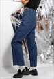 90S DESIGNER VERSACE JEANS COUTURE WASHED NAVY CROP JEANS
