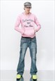 VINTAGE Y2K CHIC GRAPHIC HOODIE IN BUBBLEGUM PINK