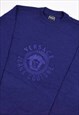 VINTAGE 90S VERSACE EMBROIDERED LOGO KNIT JUMPER IN NAVY