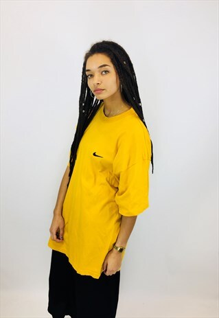 VINTAGE NIKE THICK COTTON OVERSIZED MUSTARD T SHIRT