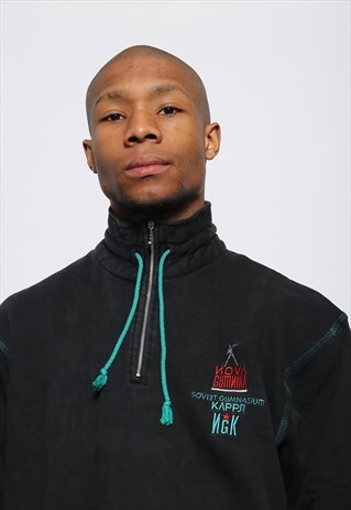 VINTAGE KAPPA LOGO 1/4 ZIP SWEATSHIRT BLACK