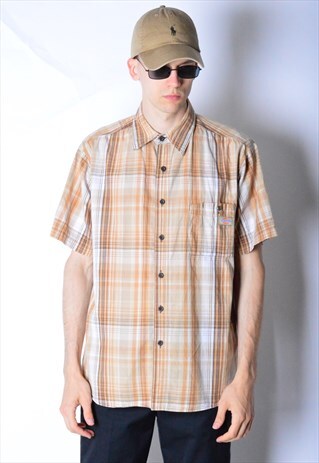 VINTAGE 90S BEIGE CHECK DICKIES SHIRT