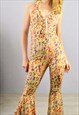 1970S HIPPY JUMPSUIT LACE UP FLARE ALL IN ONE LEOTARD