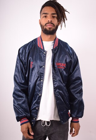 MENS VINTAGE VARSITY JACKET LARGE BLUE 90S