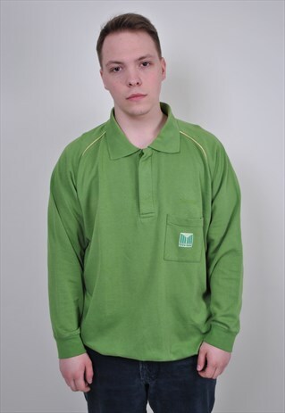 VINTAGE GREEN OVERSIZE SWEATSHIRT, 80S RETRO SPORT POLO