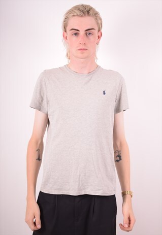 POLO RALPH LAUREN MENS VINTAGE T-SHIRT TOP SMALL GREY 90S