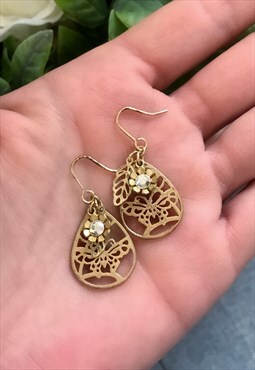 Brass Coloured Dangle Earrings