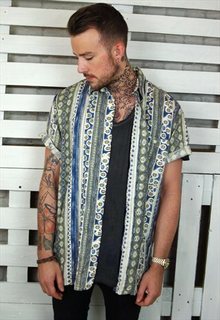 FUNKY AZTEC PRINT SHORT SLEEVED ABSTRACT SHIRT