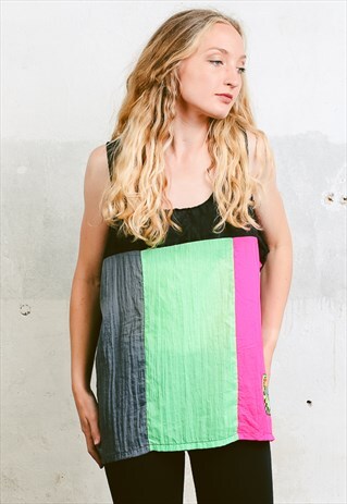 VINTAGE 90S CLOLOURBLOCK VEST TANK TOP