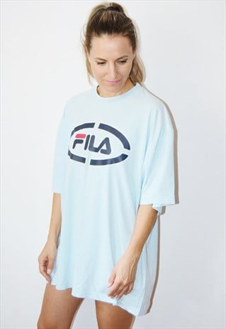 VINTAGE 90S FILA BLUE GRAPHIC  LOGO T-SHIRT TEE