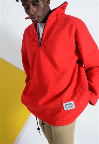 VINTAGE 1/4 ZIP FLEECE IN RED.