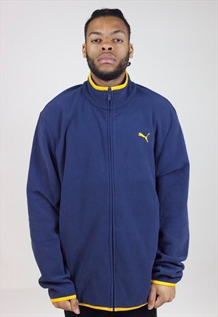 VINTAGE 90S PUMA NAVY ZIP-UP FLEECE JUMPER
