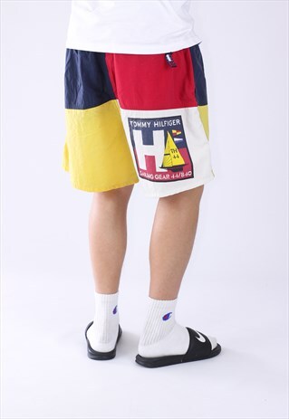 VINTAGE MENS TOMMY HILFIGER SAILING GEAR BIG LOGO SHORTS