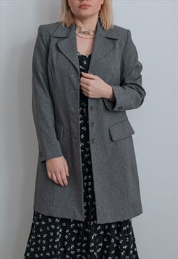 Vintage Y2k Minimal Prolonged Women Blazer in Grey S