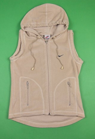 VINTAGE 80S NIKE FULL ZIP HOODED GILET FLEECE / JACKET