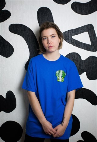 SHORT SLEEVE BROCCOLI T-SHIRT IN ROYAL BLUE
