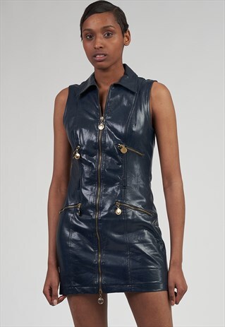VINTAGE RARE Y2K EARLY 90'S PLEATHER MOSCHINO MINI DRESS