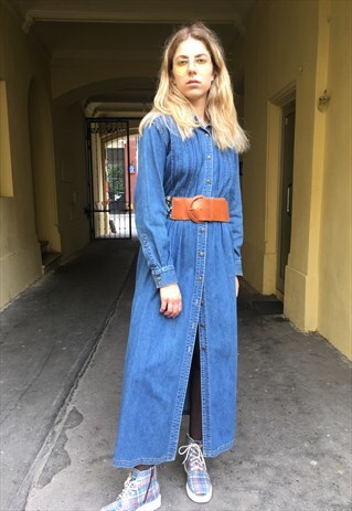 VINTAGE 90' BEAUTIFUL DENIM UNBUTTONED MAXI DRESS