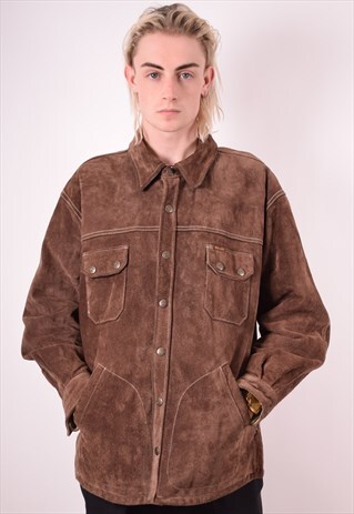 DIESEL MENS VINTAGE SUEDE JACKET LARGE BROWN 90S