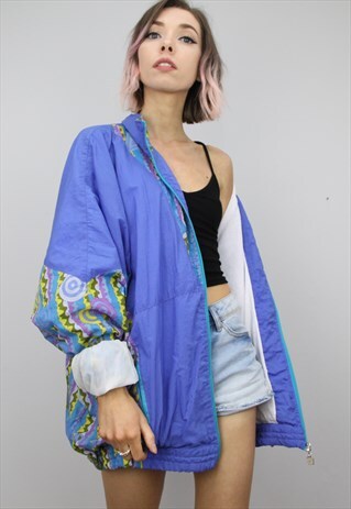 VINTAGE 80S 90S OVERSIZED SHELL SUIT FESTIVAL JACKET