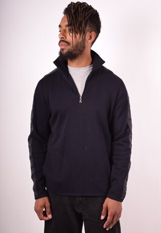 HUGO BOSS MENS VINTAGE SWEATSHIRT JUMPER LARGE BLACK 90S