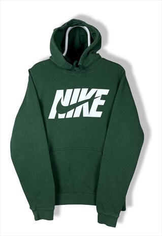 VINTAGE NIKE HOODIE SPELL OUT SWOOSH GREEN SMALL